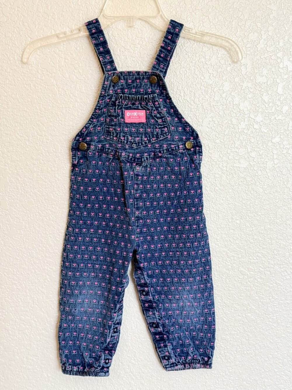 Oshkosh B'Gosh Embroidered Heart Flower Denim VestBak Overalls (Romper) 3T USA V